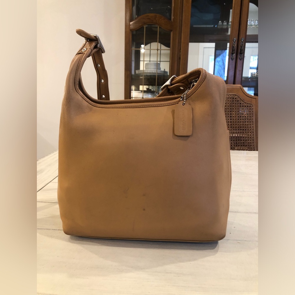 Vintage Coach Legacy Hobo Zip Shoulder Bag Camel Color Leather Nickel w/Hangtag - Picture 3 of 15